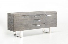 Grey Wood Buffet with Doors and Drawers