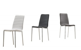 Rippled Leatherette Dining Chair with Metal Legs