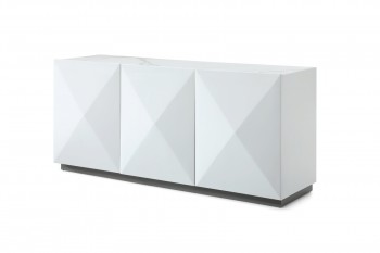 White Modern Buffet with Convex Doors