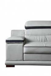 Unique Leather Two-Tone Grey and Chocolate Sectional Sofa