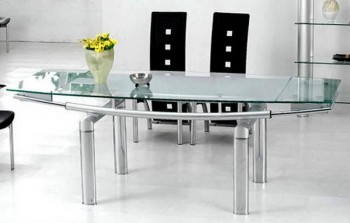 Contemporary Glass Dining Room Table with Frosted Glass