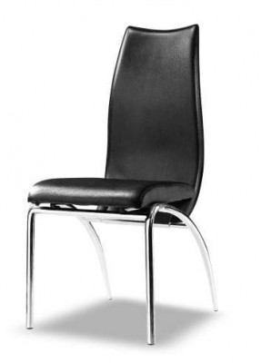 Contemporary Florence Leather Curved Dining Chair in Black