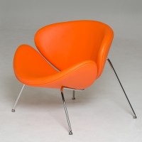 Contemporary Orange Leatherette Stainless Steel Legs Chair