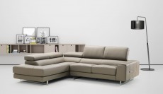 Extra Small Studio Size Brown Leather Sectional with Optional Love Extra Small Studio Size Brown Leather Sectional with Optional Love