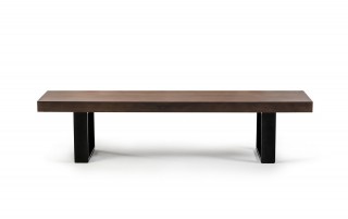 Classic Walnut Veneer and Black Metal Base Dining Table