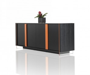 Contemporary Black Oak and Orange Floating Buffet