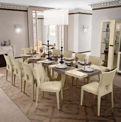 Contemporary Wooden and Microfiber Seats Designer Modern Dining Room