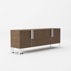 Modern Walnut and Stainless Steel Buffet