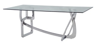 Creative Stainless Steel Base Dining Table with Glass Top