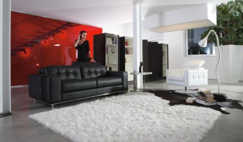 Contemporary Black and White Reclining Sofa Set