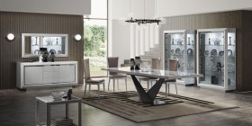 Cross Legs Rectangular Wood Modern Dining Set