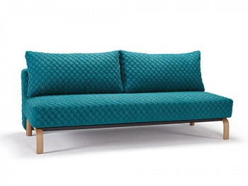 Blue Contemporary Sofa Bed with Texture Upholstery and Oak Legs
