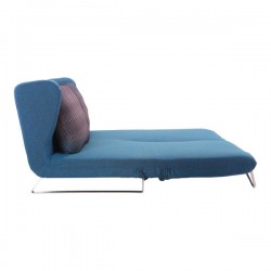 Fabric Contemporary Sofa Bed with Chrome Legs and Pillows