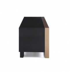 Modern Black TV Unit with Brushed Rosegold Stainless Steel Frame