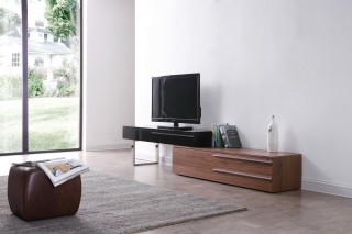 Long LCD TV Furniture with Storage in Walnut