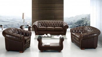 Traditional Brown Italian Leather Living Room Set Traditional Brown Italian Leather Living Room Set