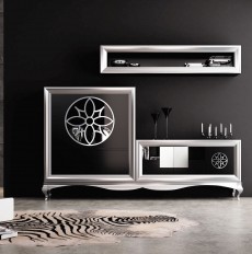 Modern Matte Black and Silver Living Room Wall Unit Modern Matte Black and Silver Living Room Wall Unit