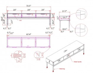 Oak Contemporary TV Stand Base in Wood