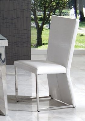 Coco Contemporary Dining Chair in White Eco-Leather Crocodile Finish