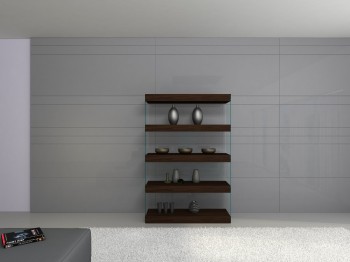 Contemporary Curio in Timber Chocolate with Glass Shelves Contemporary Curio in Timber Chocolate with Glass Shelves