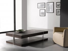 Contemporary Coffee Table with Brushed Metal Accent