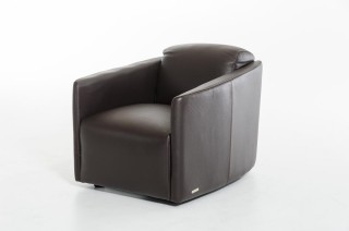 Contemporary Espresso Full Leather Lounge Chair Made in Italy