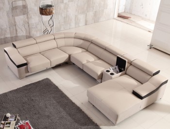 Contemporary Designer All Leather Sectional
