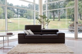 Brown Contemporary Living Room Set Finest Italian Leather