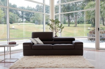 Brown Contemporary Living Room Set Finest Genuine Italian Leather