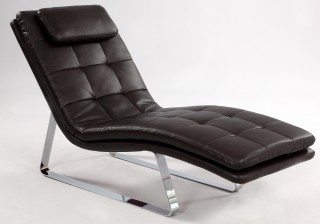 Full Bonded Leather Tufted Chaise Lounge With Chrome Legs