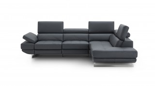 Dark Leather Tufted Design and Comfy Seats with Adjustable Headrest Sectional