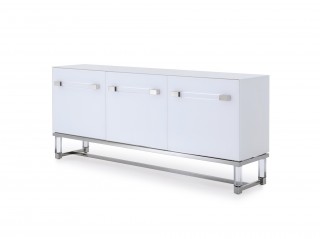 High Gloss White Buffet with Polished Stainless Steel Frame