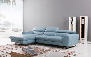 Graceful Tufted Italian Top Grain Leather Sectional Sofa