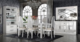 Wooden Contemporary Dining Room Set with Extension Leaf