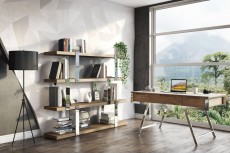 Elegant Walnut Desk with Metal Legs Elegant Walnut Desk with Metal Legs