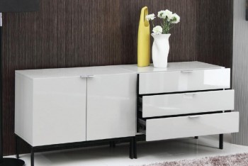 Contemporary Two Piece Lacquer Buffet Set with Three Drawers