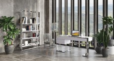 Elite White High Gloss and Stainless Steel Desk Elite White High Gloss and Stainless Steel Desk