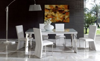 Coco Contemporary Dining Chair in White Eco-Leather Crocodile Finish