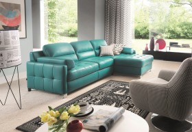 Fashionable Tufted Top Grain Leather Sectional