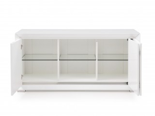 Elegant White Buffet with Stainless Steel Legs