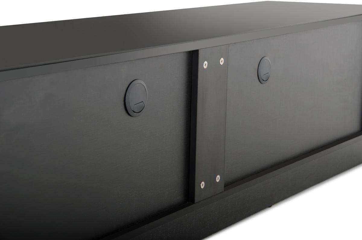Contemporary Black High Gloss TV Stand with Stainless Steel Accents - Click Image to Close