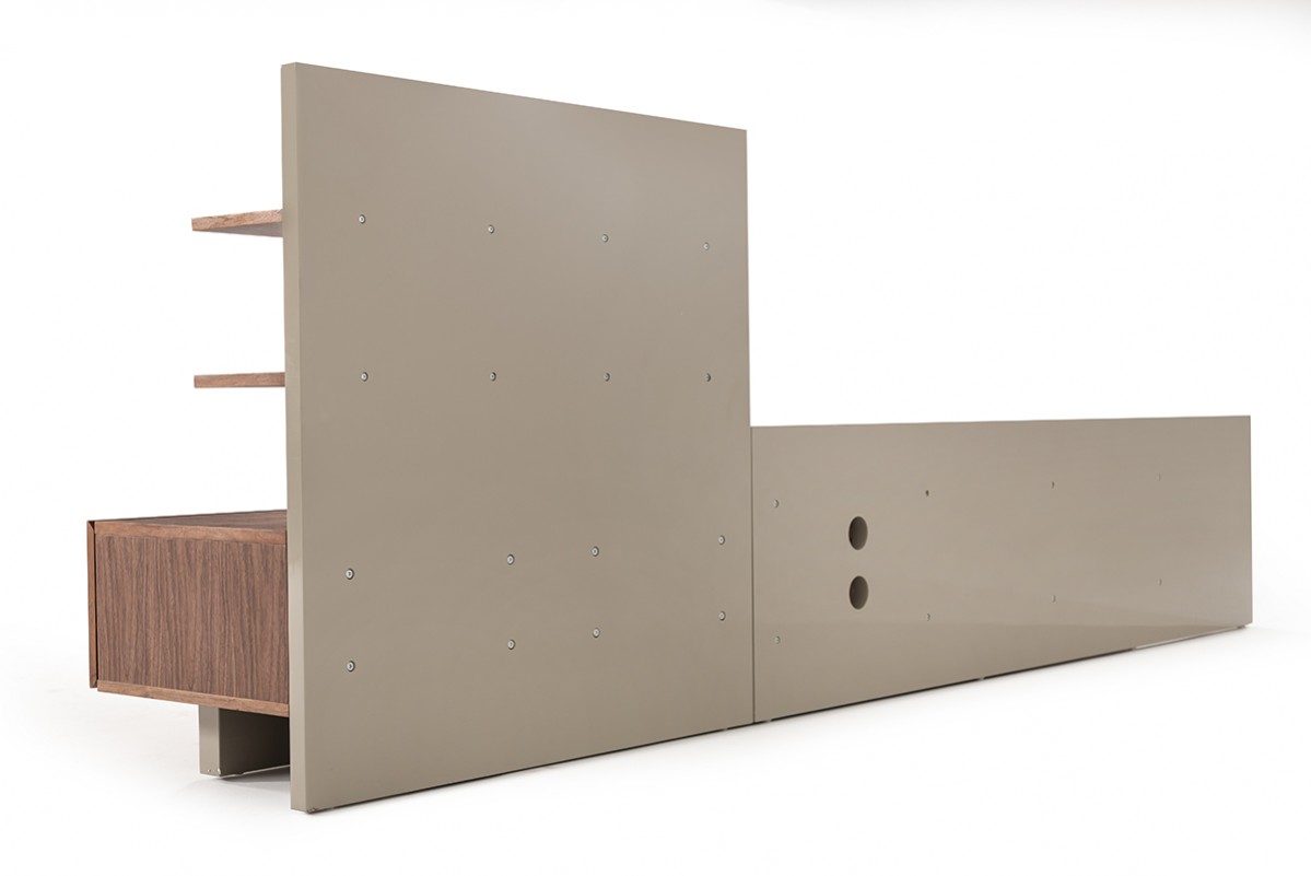 Contemporary Grey and Walnut TV Stand - Click Image to Close