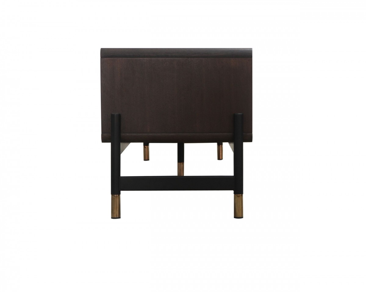Elegant Walnut and Gold TV Stand - Click Image to Close
