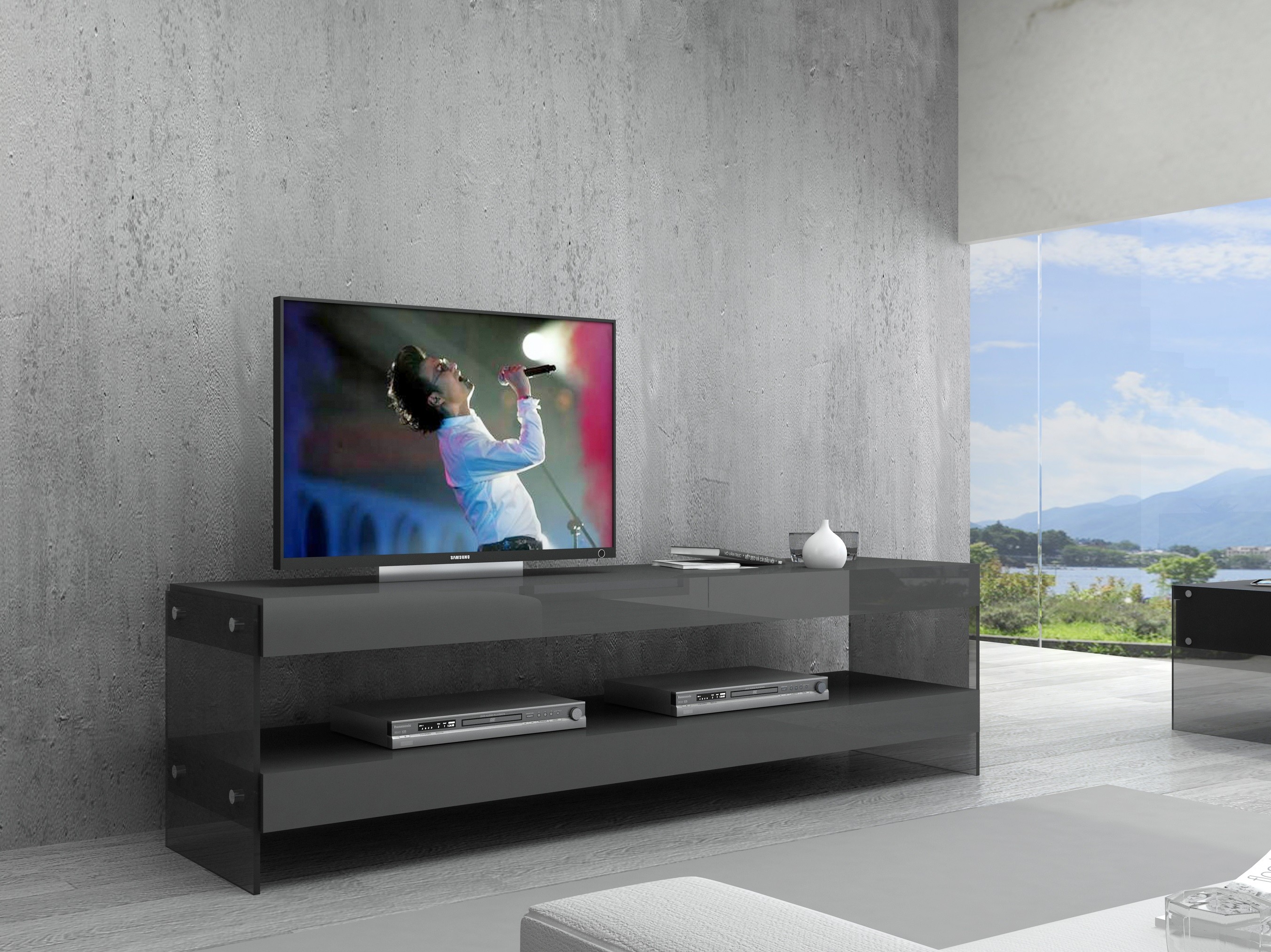 Contemporary glass on sale tv stand