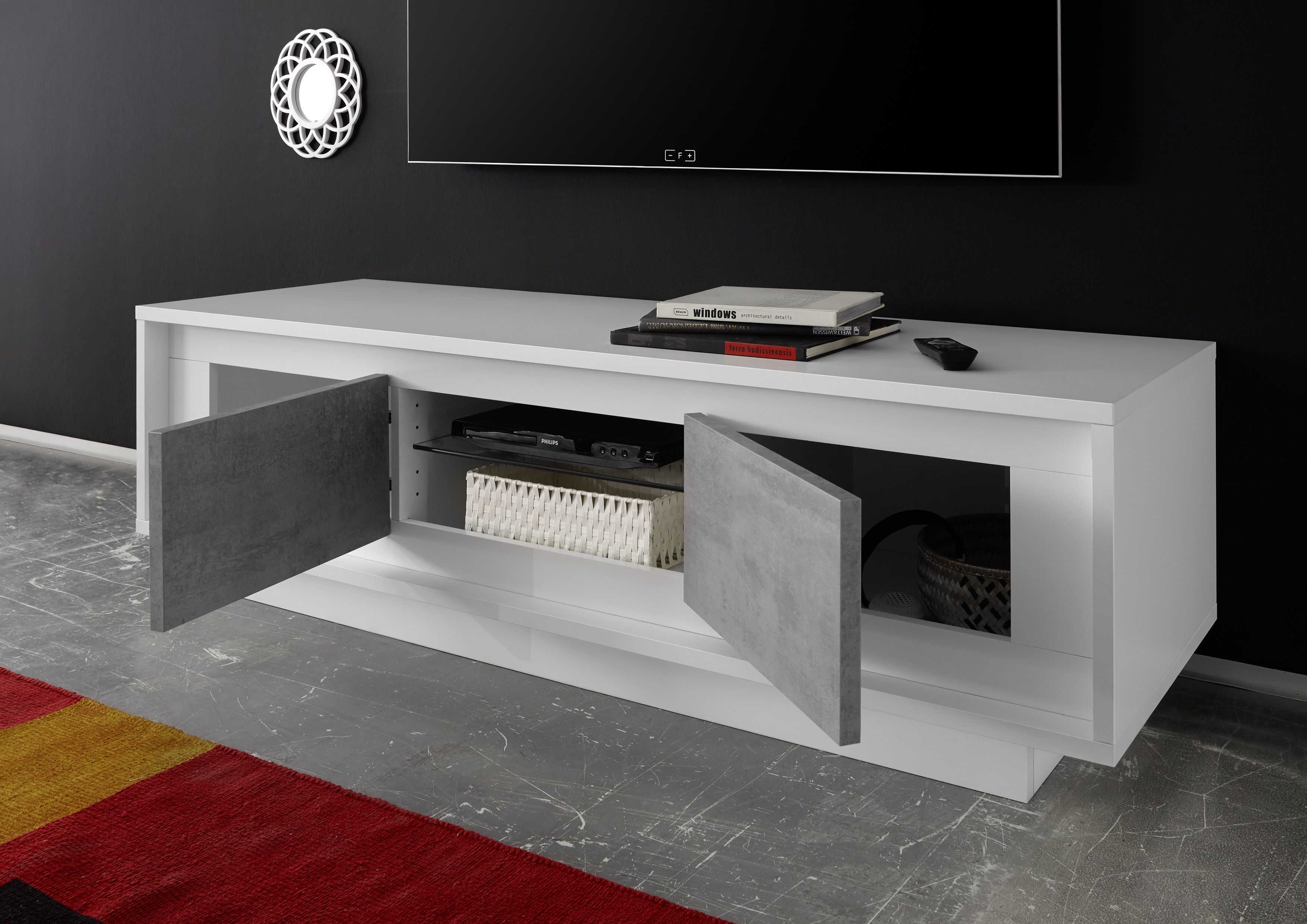 New York Dual Colored Contemporary TV Stand Huntington Beach California