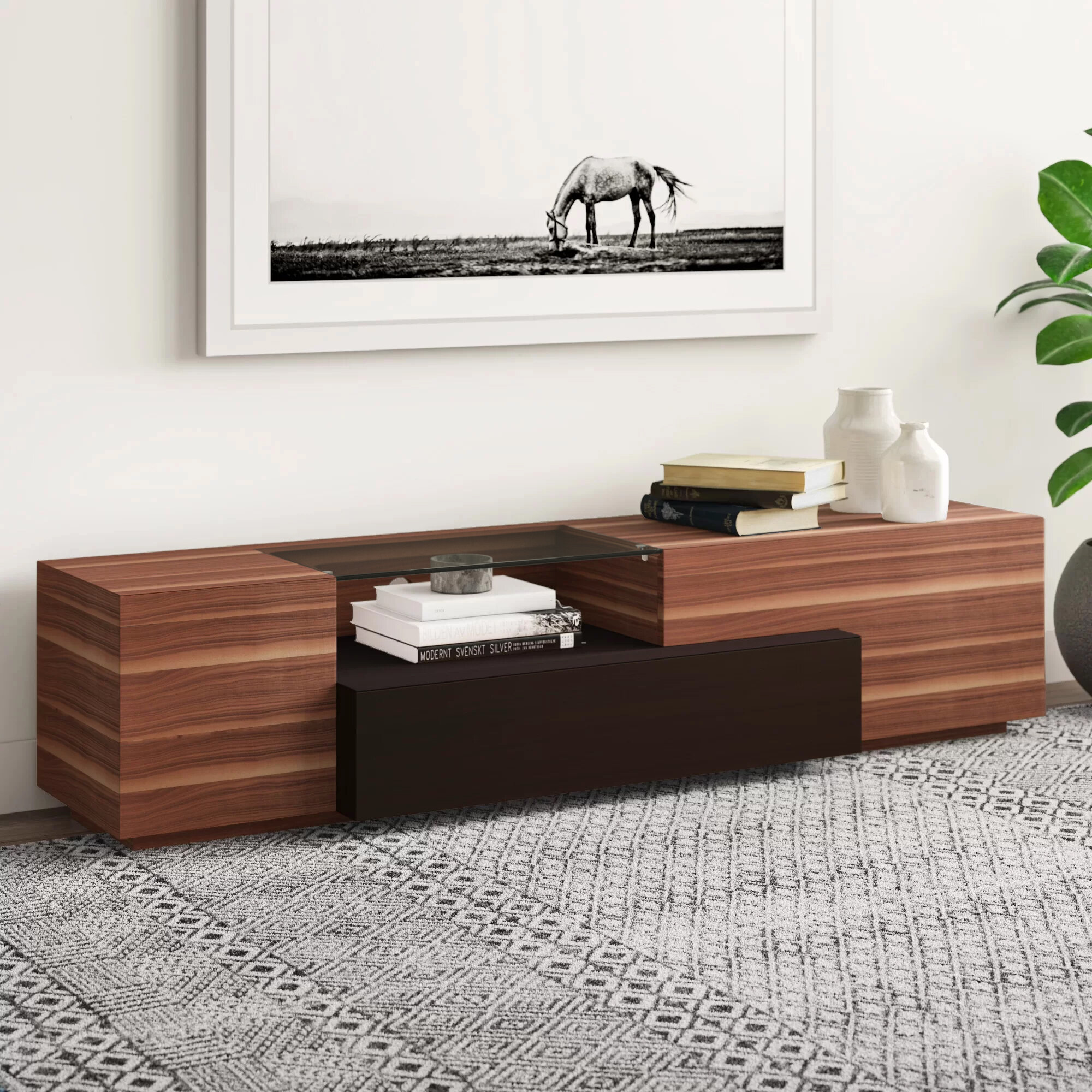 Tamara Contemporary Spacious Two Tone Luxury TV Media Console - Click Image to Close