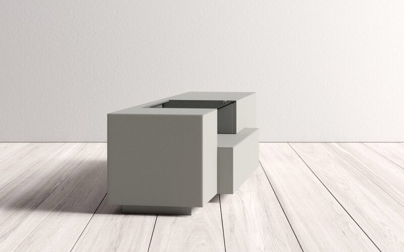 Grey Finish Contemporary Functional Entertainment TV Stand - Click Image to Close