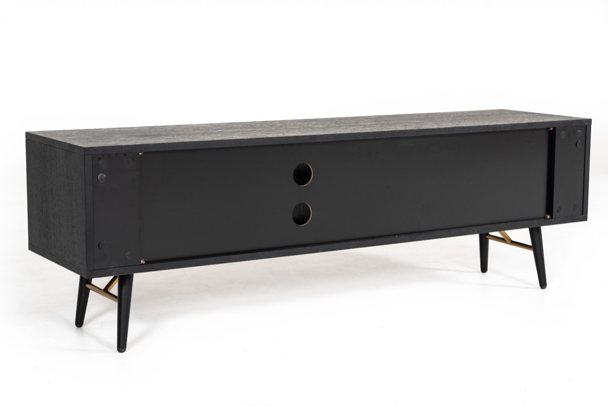 Modern Black Oak with Gold TV Stand - Click Image to Close