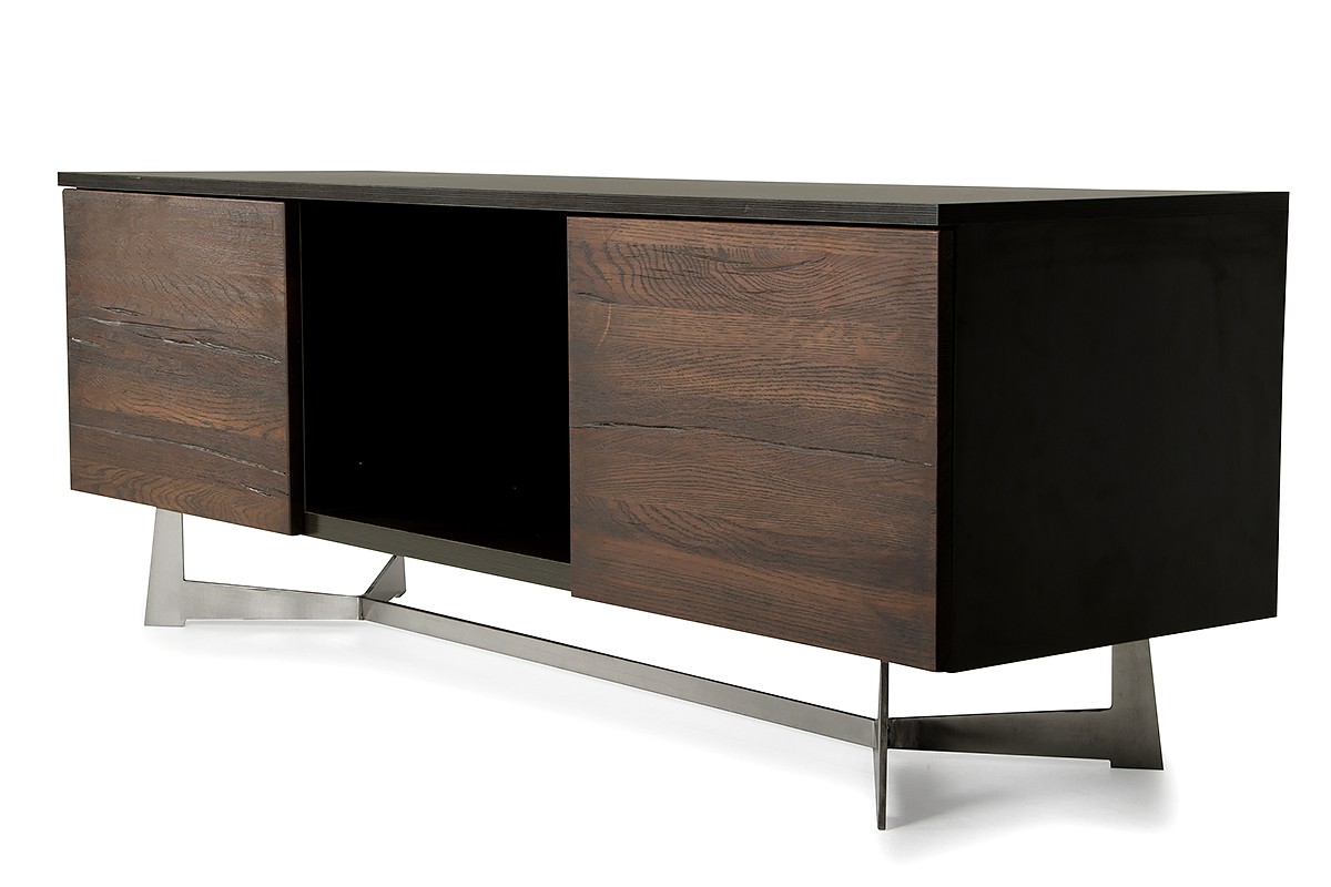 Modern Dark Aged Oak TV Stand - Click Image to Close