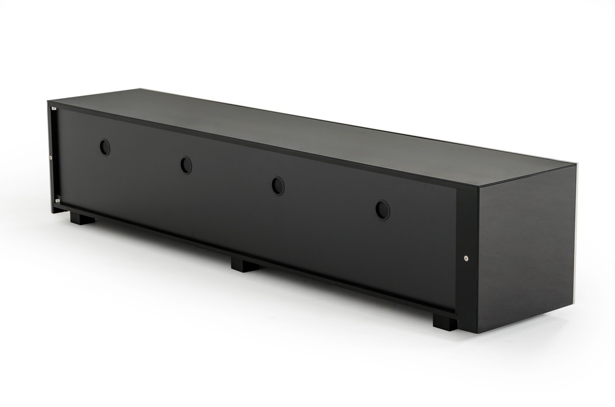 Modern Ebony TV Stand with Dark Coffee Tempered Glass Top - Click Image to Close